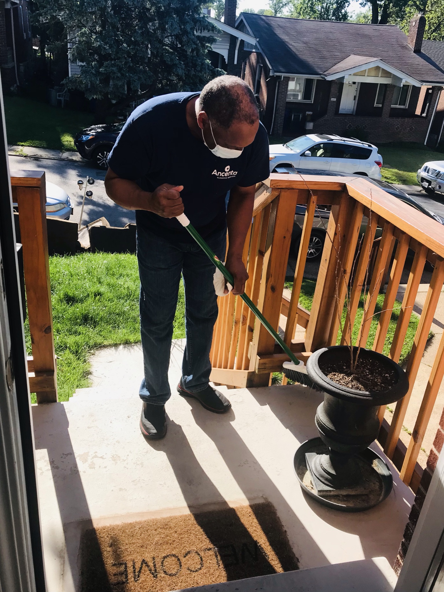 Sweeping-front-steps